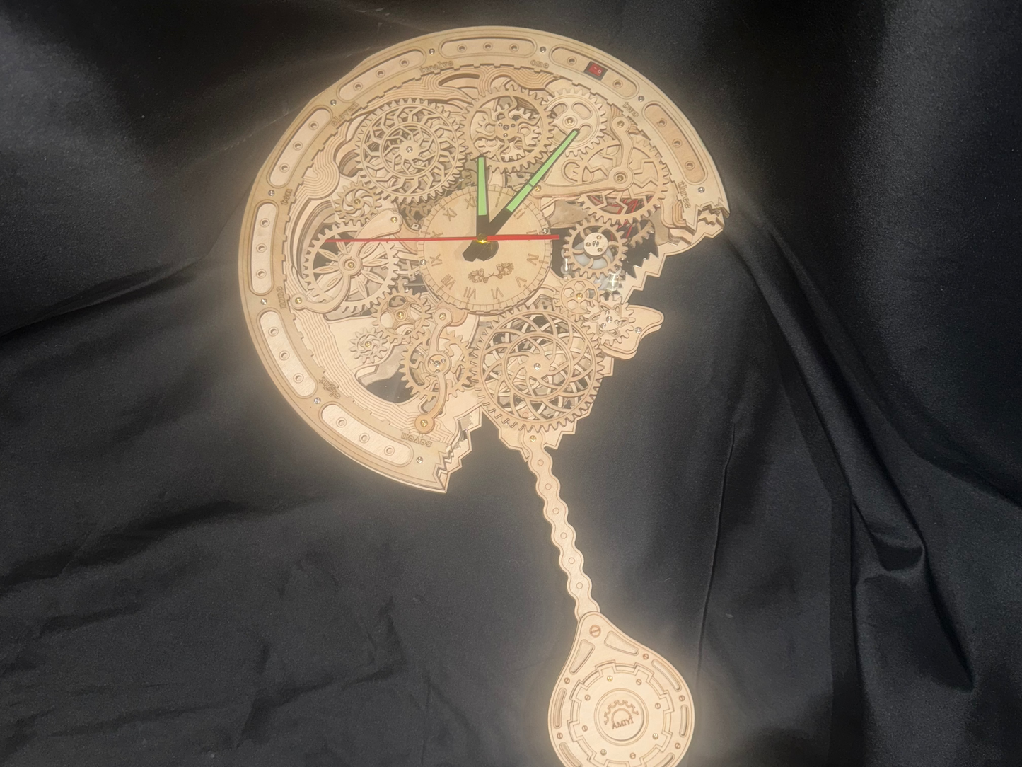 Hand-Assembled Wooden Gear Pendulum Wall Clock