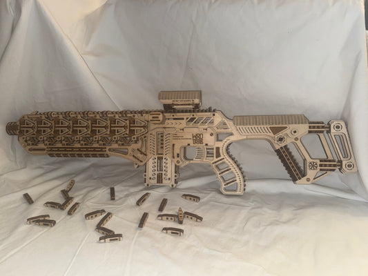 Hand-Assembled Wooden Fusion X Rifle Model