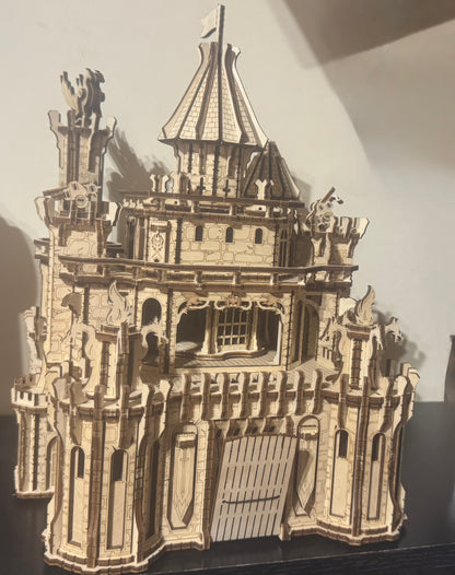 Hand-Assembled Dragon Castle Wooden Model